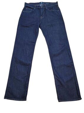 7 FOR ALL MANKIND SZ 32 Austyn Relaxed Fit Straight Leg Dark Wash Blue Jeans
